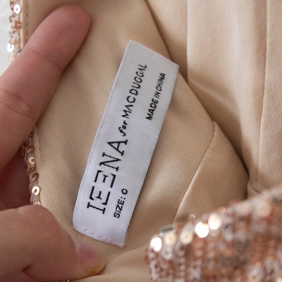 Ieena for Mac Duggal Sequined Halter Strap Plunge Neck Gown - Picture 7 of 7